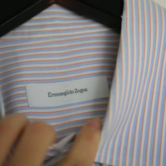 Ermenegildo Zegna Pin Stripe Shirt | Vintage Luxury High End Designer Size 43/17 - Picture 3 of 7